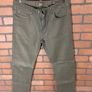 Men’s Obey Wax coated jeans 32 skinny fit